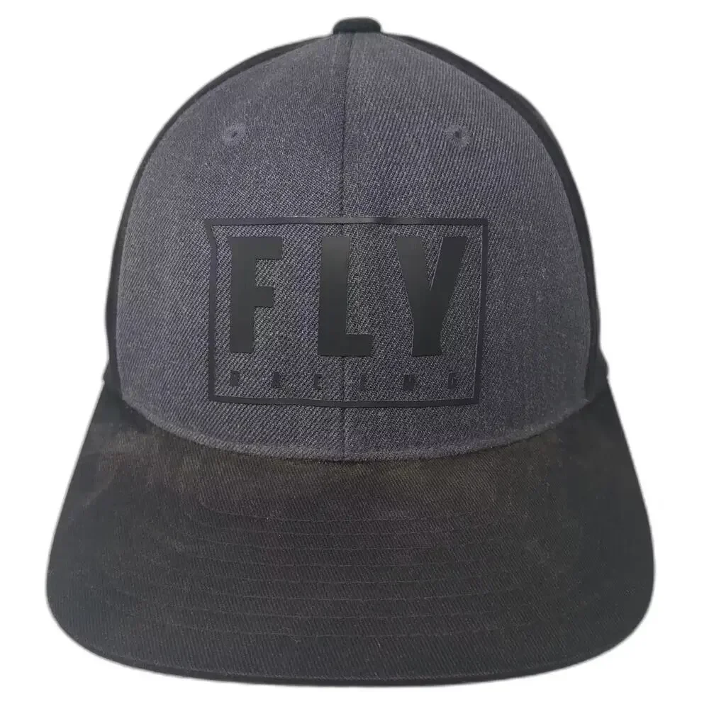 Fly Racing Snapback Hat Black Gray Rubber Logo OSFM Moto Racing Adjustable Cap - Picture 1 of 9